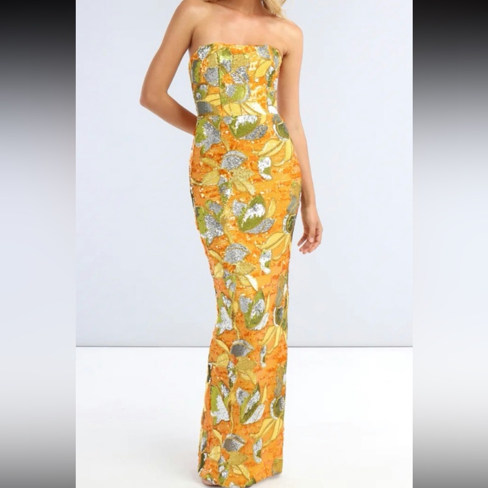 Helsi Serena Sequin Column Strapless Gown